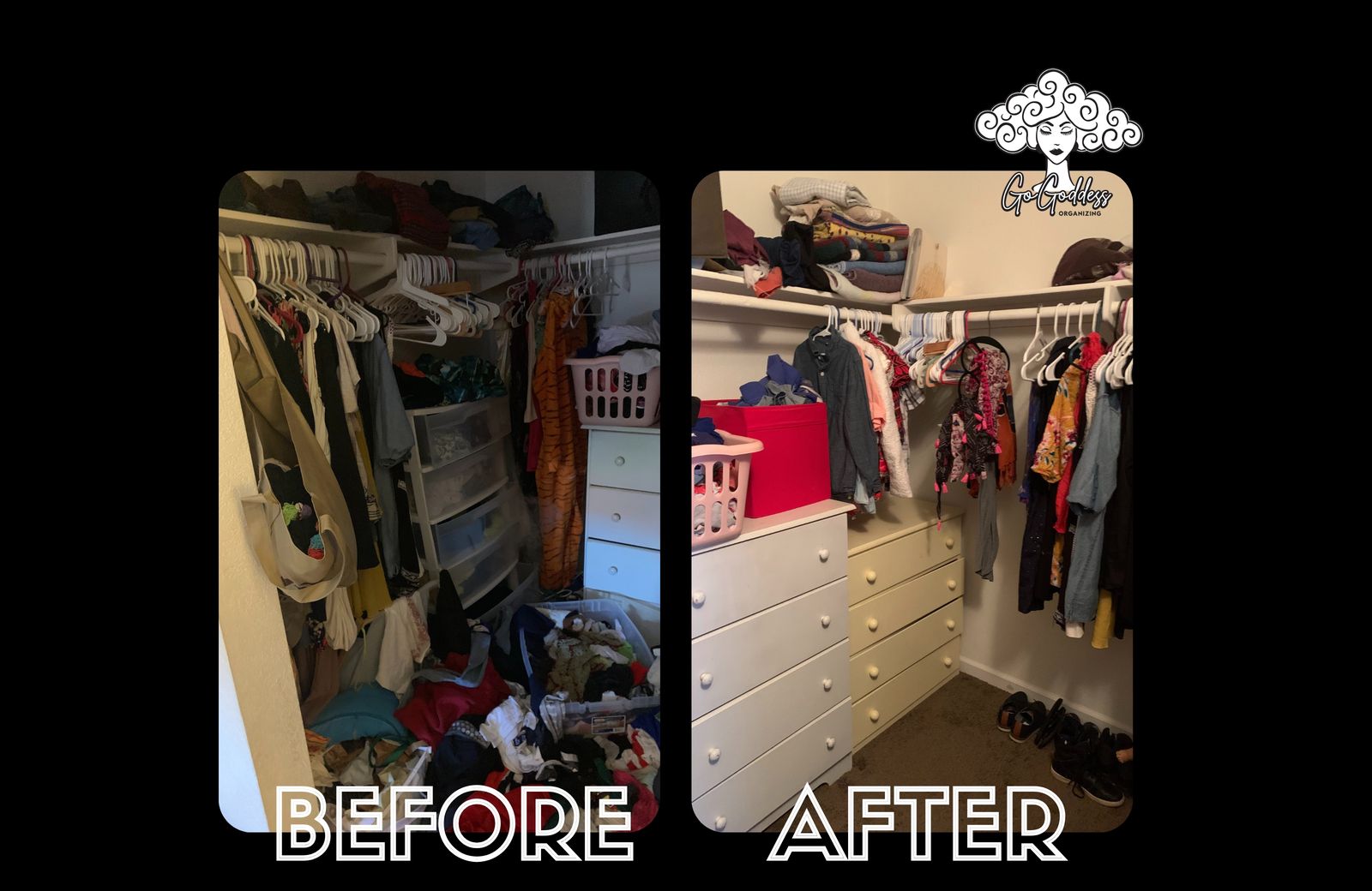 Closet before and after
